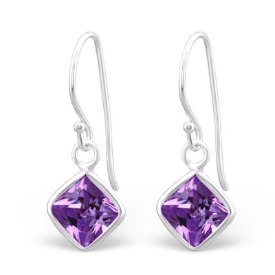 Silver Square Earrings with Cubic Zirconia