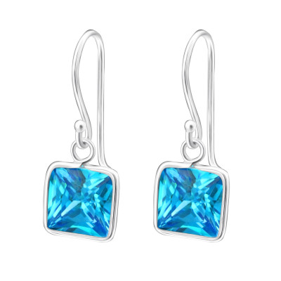 Silver Square Earrings with Cubic Zirconia