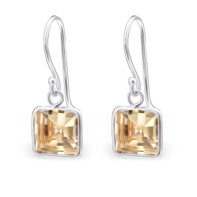 Square Sterling Silver Earrings with Cubic Zirconia