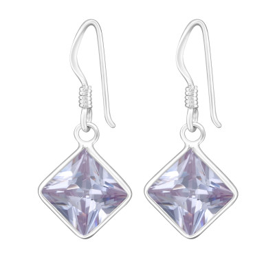 Silver Square Earrings with Cubic Zirconia