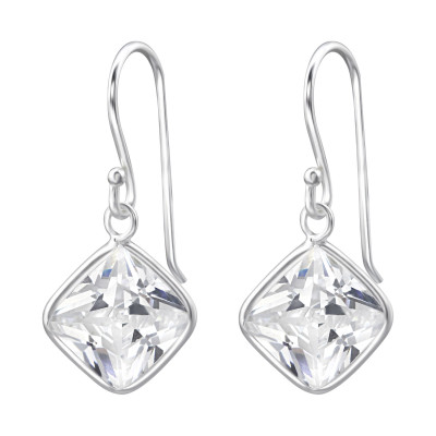 Silver Square Earrings with Cubic Zirconia