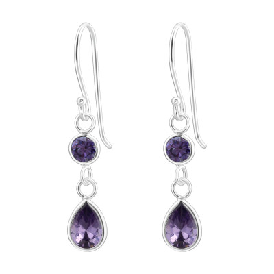 Silver Teardrop Earrings with Cubic Zirconia