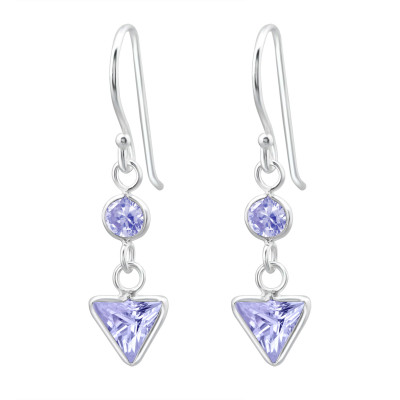 Silver Triangle Earrings with Cubic Zirconia