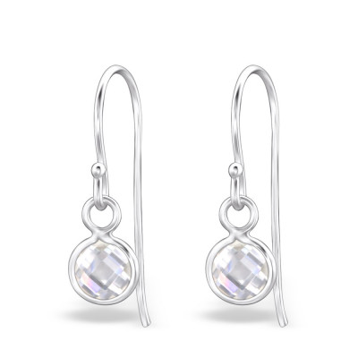 Round Sterling Silver Earrings with Cubic Zirconia