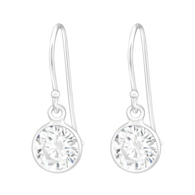 Round Sterling Silver Earrings with Cubic Zirconia