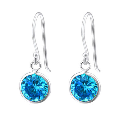 Round Sterling Silver Earrings with Cubic Zirconia