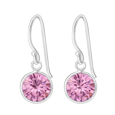 Silver Round Earrings with Cubic Zirconia