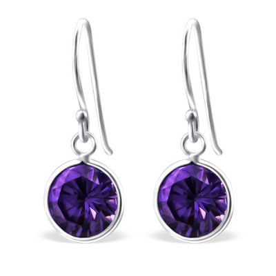 Round Sterling Silver Earrings with Cubic Zirconia