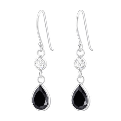 Silver Pear Earrings with Cubic Zirconia