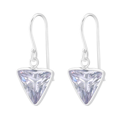 Silver Triangle Earrings with Cubic Zirconia