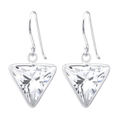 Triangle Sterling Silver Earrings with Cubic Zirconia