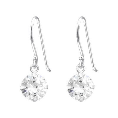 Silver 8mm Round Earrings with Cubic Zirconia