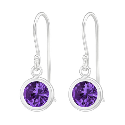 Silver Round Earrings with Cubic Zirconia