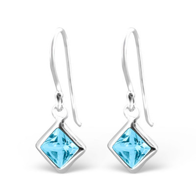 Silver Square Earrings with Cubic Zirconia