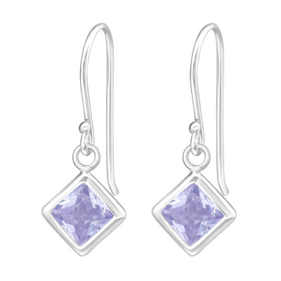 Silver Square Earrings with Cubic Zirconia