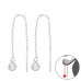 Silver Thread Through Round Earring with Cubic Zirconia