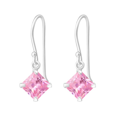 Silver Square Earrings with Cubic Zirconia