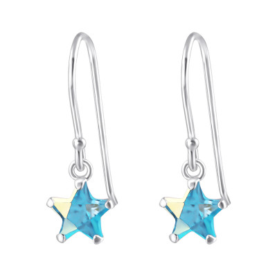 Silver Star Earrings with Cubic Zirconia