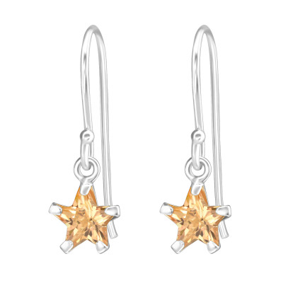 Silver Star Earrings with Cubic Zirconia