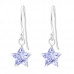 Silver Star Earrings with Cubic Zirconia