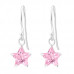 Silver Star Earrings with Cubic Zirconia