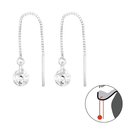 Silver Thread Through Round 5mm Earrings with Cubic Zirconia