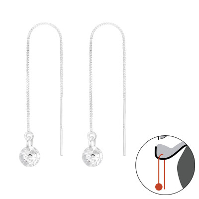 Silver Thread Through Round 5mm Earrings with Cubic Zirconia