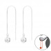 Silver Thread Through Round 6mm Earrings with Cubic Zirconia