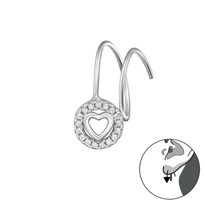 Heart Sterling Silver Earrings with Cubic Zirconia