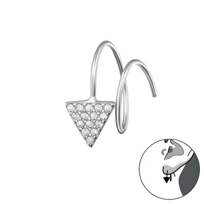 Silver Triangle Earrings with Cubic Zirconia