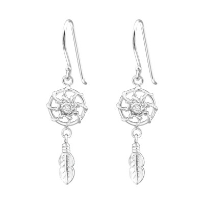 Silver Dreamcatcher Earrings with Cubic Zirconia