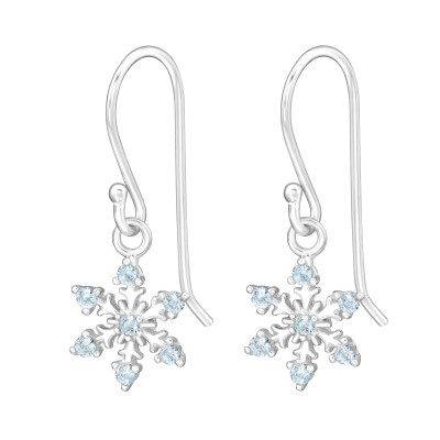 Silver Snowflake Earrings with Cubic Zirconia