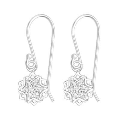 Silver Star Earrings with Cubic Zirconia