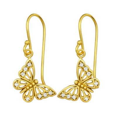 Silver Butterfly Earrings with Cubic Zirconia