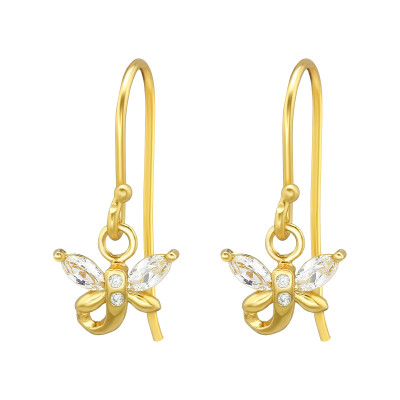 Silver Dragonfly Earrings with Cubic Zirconia