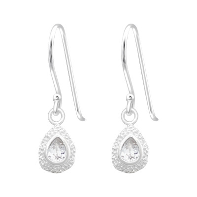 Silver Pear Earrings with Cubic Zirconia