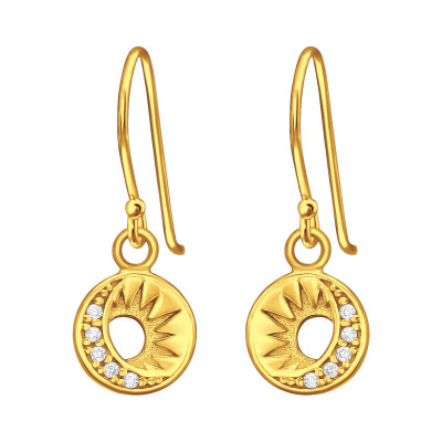 Silver Moon and Sun Earrings with Cubic Zirconia