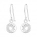 Silver Moon and Sun Earrings with Cubic Zirconia