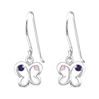 Silver Butterfly Earrings with Cubic Zirconia