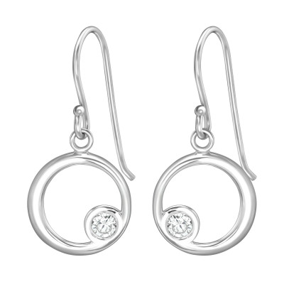 Silver Circle Earrings with Cubic Zirconia