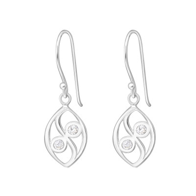 Silver Oval Earrings with Cubic Zirconia