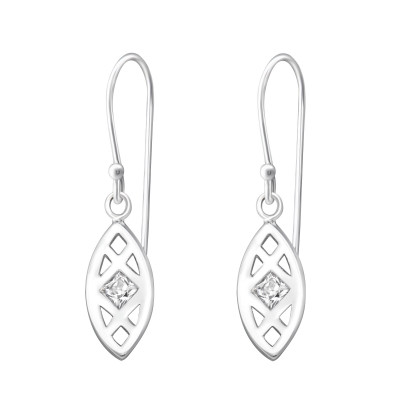 Silver Oval Earrings with Cubic Zirconia