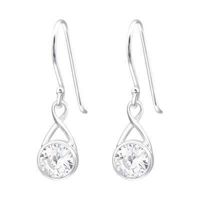 Silver Pear Earrings with Cubic Zirconia