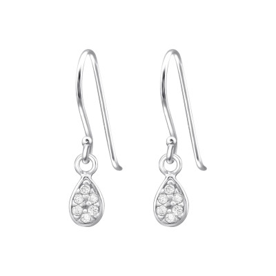 Silver Pear Earrings with Cubic Zirconia