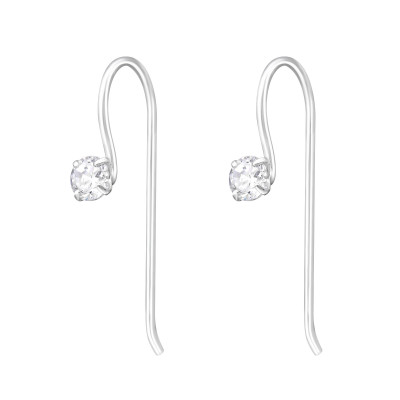 Silver Round Earrings with Cubic Zirconia