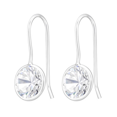 Round Sterling Silver Earrings with Cubic Zirconia