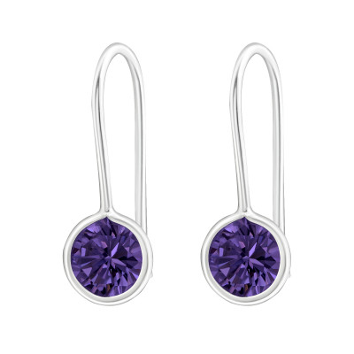 Silver Round Earrings with Cubic Zirconia