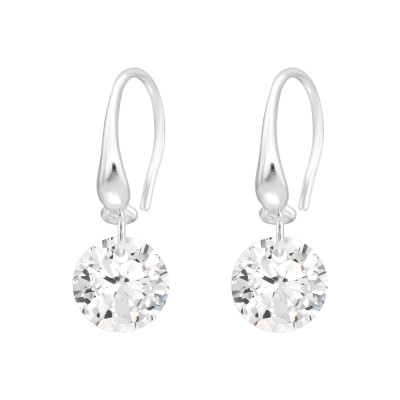 Silver Round 8mm Earrings with Cubic Zirconia