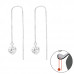 Silver Thread Through Heart Earring with Cubic Zirconia