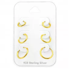 Silver 8-10-12mm Ear Hoop Set on Card